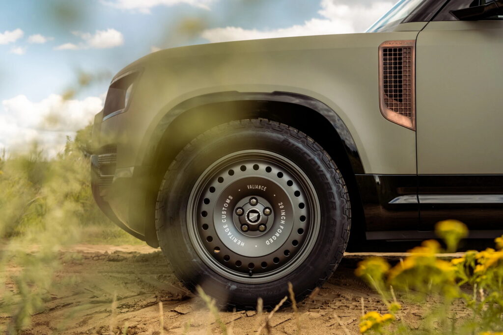 Land Rover Defender Looks Retrotastic With Rock Dust Wheels By Heritage Customs